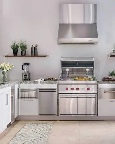 Wolf range repair in Malibu, Wolf outdoor grill in a bright coastal kitchen